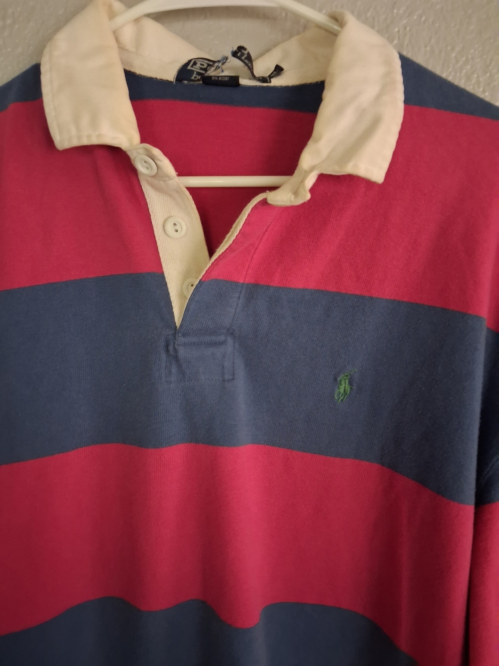 Polo Ralph Lauren Vintage Red and Blue Striped Rugby Polo XL - Picture 2 of 5